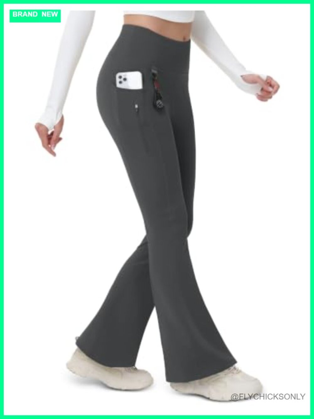 Fleece Lined Flare Leggings Water Resistant Winter Pants High Rise Bootcut